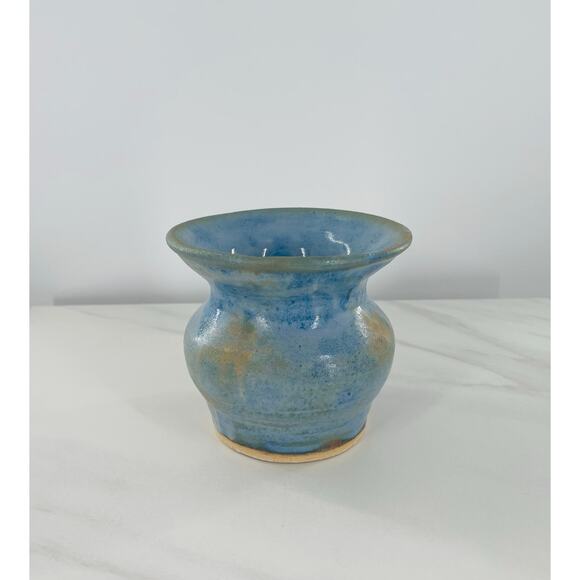 Blue Small Handmade Pottery Vase Home Decor - Picture 2 of 8